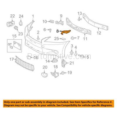 Aftermarket Replacement - BRT-1088FR 13-15 GS350 & GS450h Front Bumper Cover Retainer Mounting Brace Reinforcement Support Bracket Right Passenger Side - Image 3