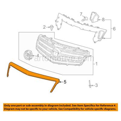 Grt 1054 13 14 Ats Sedan Front Upper Grille Trim Grill