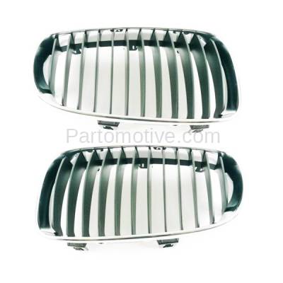 Aftermarket Replacement - GRL-1000L & GRL-1000R 2008-2013 BMW 1-Series (Convertible & Coupe) Front Grill Grille Assembly Chrome/Black Plastic SET PAIR Left Driver & Right Passenger Side - Image 2