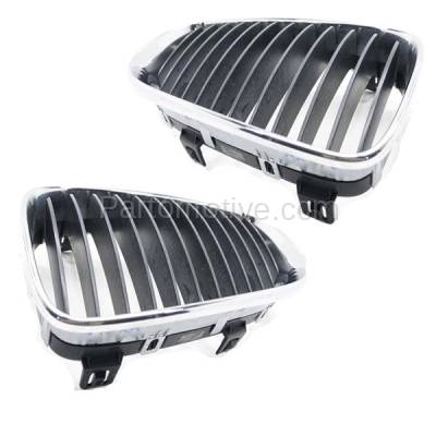 Aftermarket Replacement - GRL-1000L & GRL-1000R 2008-2013 BMW 1-Series (Convertible & Coupe) Front Grill Grille Assembly Chrome/Black Plastic SET PAIR Left Driver & Right Passenger Side - Image 3