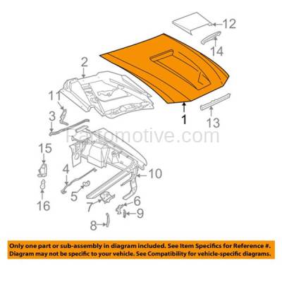 Aftermarket Replacement - HDD-1158C CAPA 1999-2004 Ford Mustang (Convertible & Coupe 2-Door) V6/V8 Front Hood Panel Assembly Gelcoat Fiberglass Plastic without Air Scoop - Image 3