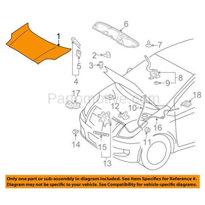 Aftermarket Replacement - HDD-1701C CAPA 2007-2011 Toyota Yaris (Base, CE, LE, RS, S) Hatchback 2 & 4-Door (1.5 Liter Engine) Front Hood Panel Assembly Primed Steel - Image 3