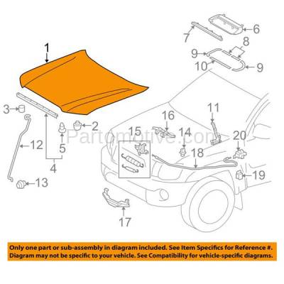Aftermarket Replacement - HDD-1714C CAPA 2012-2015 Toyota Tacoma Pickup Truck (Models with Hood Scoop & Turbo Hole) Front Hood Panel Assembly Primed Steel - Image 3