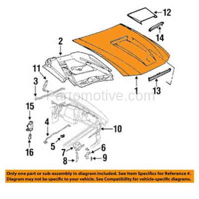 Aftermarket Replacement - HDD-1160 1999-2000 Ford Mustang GT (Convertible & Coupe 2-Door) 4.6L Front Hood Panel Assembly Fiberglass Gelcoated (with Hood Scoop Type) - Image 3