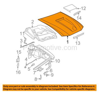 Aftermarket Replacement - HDD-1170C CAPA 2001-2004 Ford Mustang V6/V8 (Convertible & Coupe 2-Door) (with 11 Mounting Pegs) Front Hood Panel Assembly Primed Fiberglass For Models with Scoop - Image 3
