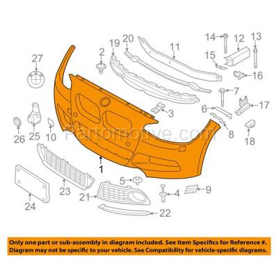 Aftermarket Replacement - BUC-3583FC CAPA 2014-2019 BMW 2-Series (with M Sport) Front Bumper Cover Assembly (with Park Distance Sensor & Headlight Washer Holes) without Park Assist - Image 3