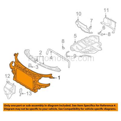 Aftermarket Replacement - RSP-1027 2000-2006 Audi TT & TT Quattro Coupe/Convertible (1.8 & 3.2 Liter Engine) Front Center Radiator Support Core Panel Assembly Plastic - Image 3