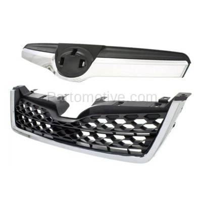 Aftermarket Replacement - GRL-2345, GRL-2346 2014-2016 Subaru Forester (2.5 Liter H4 Engine) 2-Piece Set Front Radiator Grille Assembly Dark Gray Shell Insert with Chrome Molding - Image 2
