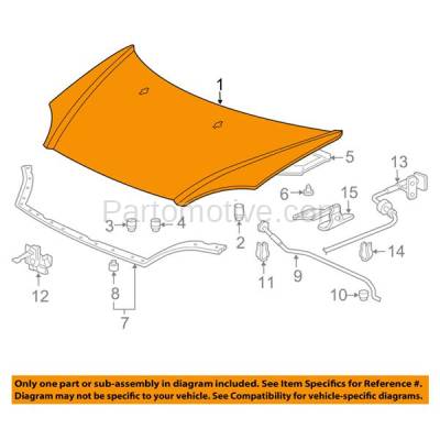 Aftermarket Replacement - HDD-1347 2002-2005 Honda Civic (Si, SiR) Hatchback 3-Door (2.0 Liter 4Cyl Engine) Front Hood Panel Assembly Primed Steel with Nozzle Holes - Image 3