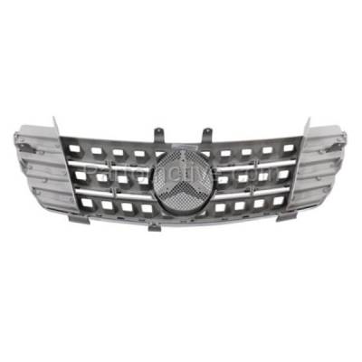 Aftermarket Replacement - GRL-2173 2006-2008 Mercedes Benz ML350 & ML500 (without AMG & Sport Packages) Front Grille Assembly  Silver Shell & Insert Plastic without Emblem - Image 3