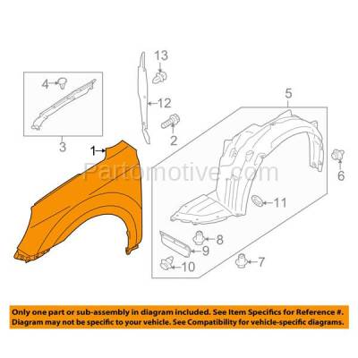 Aftermarket Replacement - FDR-1543RC CAPA 2010-2014 Subaru Outback (2.5 & 3.6 Liter Engine) Front Fender Quarter Panel (without Molding Holes) Steel Right Passenger Side - Image 3