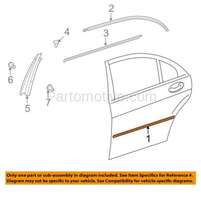 Aftermarket Replacement - DMB-1044RR S-CLASS 07-13 Rear Door Molding Beltline Weatherstrip Right Passenger Side - Image 3