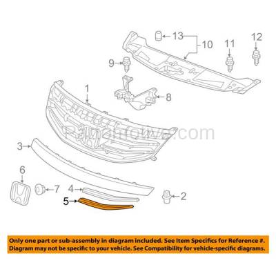 Aftermarket Replacement - GRT-1086L 11-12 Accord Coupe Front Lower Grille Trim Grill Molding Driver Side HO1214101 - Image 3