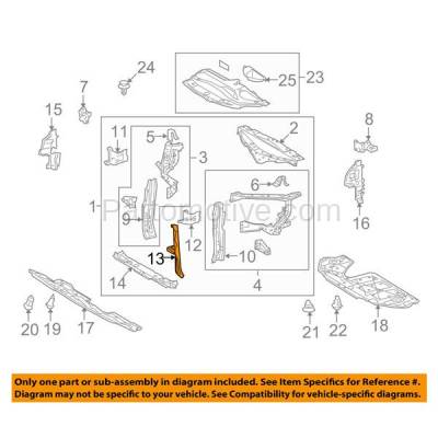 Aftermarket Replacement - RSP-1476 2010-2015 Lexus RX350 & RX450h (Base, F Sport, Sportdesign) 3.5L Front Radiator Support Center Hood Latch Lock Support Bracket Steel - Image 3