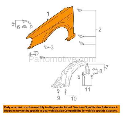Aftermarket Replacement - FDR-1431LC CAPA 2000-2004 Subaru Legacy (2.5 Liter H4 Engine) Front Fender Quarter Panel (with Molding Holes) Primed Steel Left Driver Side - Image 3