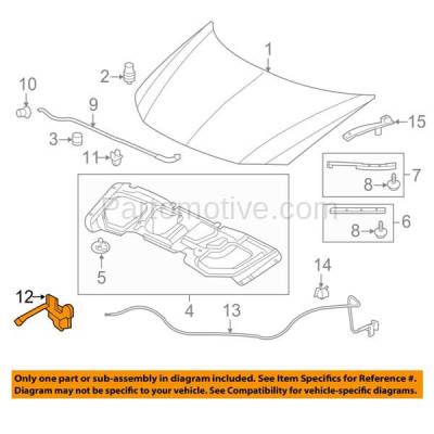 Aftermarket Replacement - HDL-1049 12-15 Civic Coupe/Sedan Front Hood Latch Lock Bracket Steel w/o Switch HO1234127 - Image 3