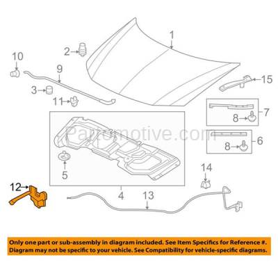 Aftermarket Replacement - HDL-1050 12-15 Civic Sedan Front Hood Latch Lock Bracket w/ Switch HO1234128 74120TR0A01 - Image 3