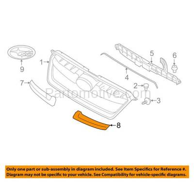 Aftermarket Replacement - GRT-1237R 12-14 Impreza w/Sport Pkge Front Grille Trim Grill Molding Right Side SU1213101 - Image 3