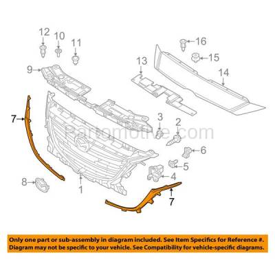 Aftermarket Replacement - GRT-1190L 2014-2016 Mazda 3 & Mazda3 Sport (2.0 & 2.5 Liter) Front Lower Grille Trim Grill Molding Left Driver Side Chrome Made of Plastic - Image 3