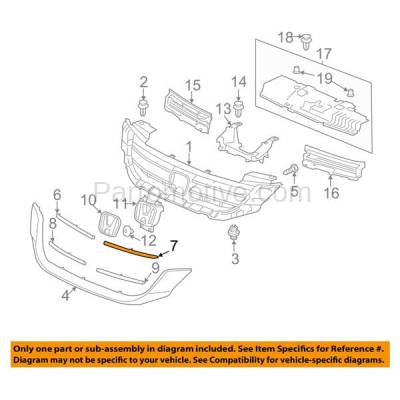 Aftermarket Replacement - GRT-1095R 13 14 15 Accord Front Upper Grille Trim Grill Molding Right Passenger HO1213111 - Image 3