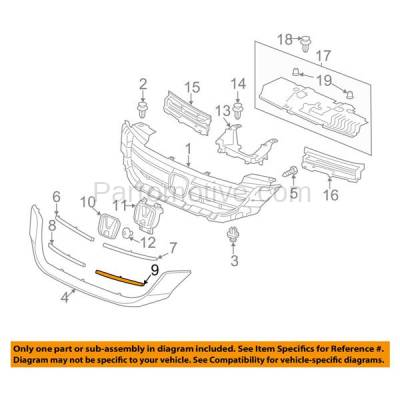 Aftermarket Replacement - GRT-1096L 13 14 15 Accord Front Lower Grille Trim Grill Molding Left Driver Side HO1214104 - Image 3