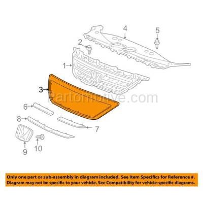 Aftermarket Replacement - GRT-1142 05 06 07 Odyssey Front Grille Trim Grill Surround Molding HO1202103 71122SHJA01 - Image 3