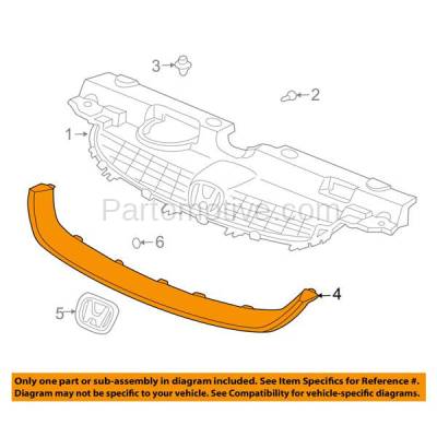 Aftermarket Replacement - GRT-1139 04-05 Civic Coupe Front Lower Grille Trim Grill Molding HO1216106 71122S5PA02ZB - Image 3
