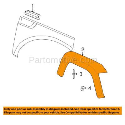 Aftermarket Replacement - FDF-1017L & FDF-1017R 2008-2012 Jeep Liberty (3.7 Liter V6 Engine) Front Fender Flare Wheel Opening Molding Trim Arch Primed Plastic SET PAIR Left & Right Side - Image 3
