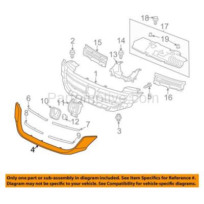 Aftermarket Replacement - GRT-1083C CAPA For 13-15 Accord Sedan Front Lower Grille Trim Grill Molding 71122T2FA01ZB - Image 3