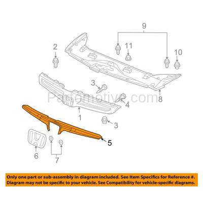 Aftermarket Replacement - GRT-1141C CAPA For 06-07 Accord Sedan Front Grille Trim Grill Molding Garnish 71122SDAA10 - Image 3
