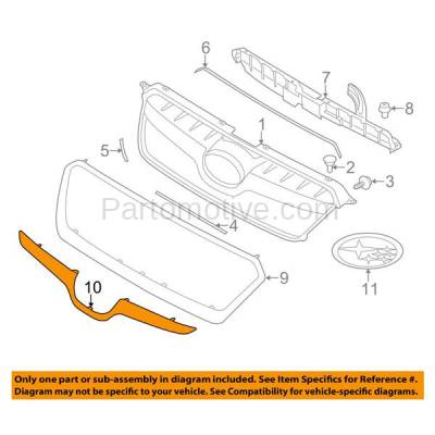 Aftermarket Replacement - GRT-1241C CAPA For 13-15 XV Crosstrek Front Center Grille Trim Grill Molding 91123FJ040 - Image 3