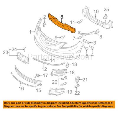 Aftermarket Replacement - ABS-1289F 09-11 Mazda6 Front Bumper Face Bar Impact Energy Absorber MA1070108 GS3L50111A - Image 3