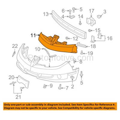 Aftermarket Replacement - ABS-1121F 03 04 05 Sunfire Front Bumper Face Bar Impact Energy Absorber GM1070228 22668506 - Image 3