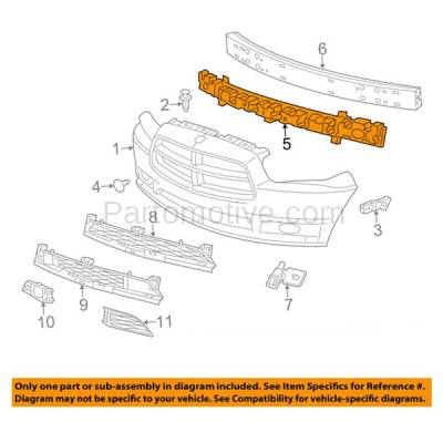 Aftermarket Replacement - ABS-1041F 11-14 Charger Front Bumper Face Bar Impact Energy Absorber CH1070830 57010464AA - Image 3