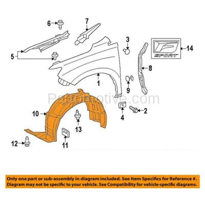 Aftermarket Replacement - IFD-1638R 13-15 Lexus RX350 & RX450h 3.5L (For Models without F Sport Package) Front Splash Shield Inner Fender Liner Wheelhouse Panel Plastic Right Passenger Side - Image 3