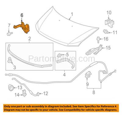 Aftermarket Replacement - HDL-1055 11-13 Odyssey Front Hood Latch Lock Bracket w/Alarm System HO1234133 74120TK8A11 - Image 3