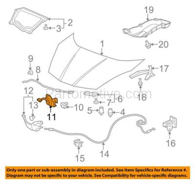 Aftermarket Replacement - HDL-1043 09-14 FIT Front Hood Latch Lock Bracket LHD w/Alarm System HO1234119 74120TK6A01 - Image 3