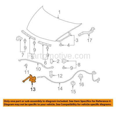 Aftermarket Replacement - HDL-1045 06-11 Civic Front Hood Latch Lock Bracket w/ Alarm System HO1234121 74120SNAA21 - Image 3