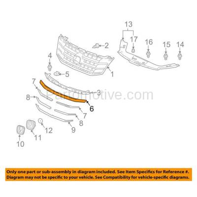 Aftermarket Replacement - GRT-1103 10 11 12 Accord Crosstour Front Upper Grille Trim Grill Molding Primed HO1217106 - Image 3