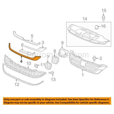 Aftermarket Replacement - GRT-1089 10-11 CRV 2.4L Front Lower Grille Trim Grill Molding ChromeHO1210131 71127SXSA01 - Image 3