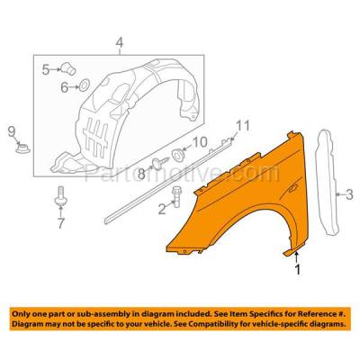 Aftermarket Replacement - FDR-1696R 2011-2014 Hyundai Sonata (Sedan 4-Door) Front Fender Quarter Panel (without Molding & Turn Signal Light Holes) Primed Steel Right Passenger Side - Image 3