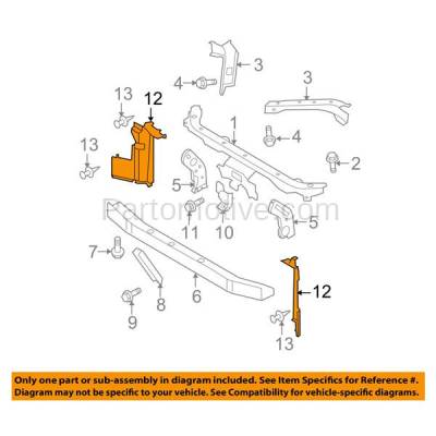 Aftermarket Replacement - RSP-1647L 2007-2012 Nissan Versa (1.6, 1.6 Base, 1.8 S, 1.8 SL, S, SL) Radiator Support Side Air Duct Primed Made of Steel Left Driver Side - Image 3