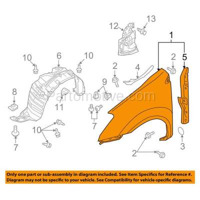 Aftermarket Replacement - FDR-1622RC CAPA 2011-2013 Nissan Rogue & 2014-2015 Rogue Selection (2.5 Liter Engine) Front Fender Quarter Panel Primed Steel Right Passenger Side - Image 3