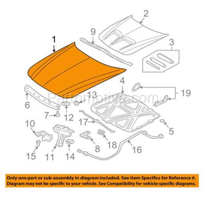 Aftermarket Replacement - HDD-1230C CAPA 1999-2005 Pontiac Grand Am (GT, GT1, SE, SE1, SE2) Coupe & Sedan (without Ram Air Package) Front Hood Panel Assembly Primed Steel - Image 3