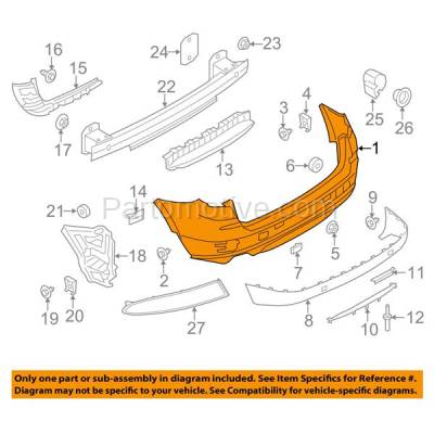 Aftermarket Replacement - BUC-3610RC CAPA 2015-2017 BMW X3 with X-Line Package (without M Sport) Rear Bumper Cover Assembly (with Park Distance Sensor Holes) Primed - Image 3