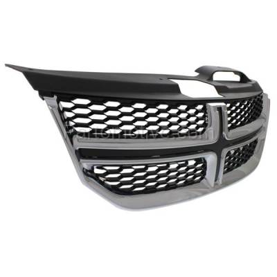 Aftermarket Replacement - LKQ-CH1200362OE 2011-2020 Dodge Journey (Models without Fog Lights) Front Center Face Bar Grille Assembly Textured Black with Chrome Molding Plastic - Image 2