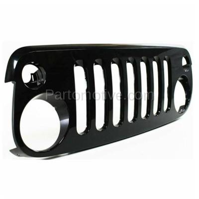 Aftermarket Replacement - LKQ-CH1200313OE 2007-2017 Jeep Wrangler (Sport Utility 2/4-Door) (3.6L & 3.8L) Front Center Face Bar Grille Assembly Paintable Black Shell & Insert Plastic - Image 2