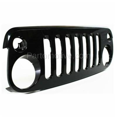 Aftermarket Replacement - LKQ-CH1200313OE 2007-2017 Jeep Wrangler (Sport Utility 2/4-Door) (3.6L & 3.8L) Front Center Face Bar Grille Assembly Paintable Black Shell & Insert Plastic - Image 2