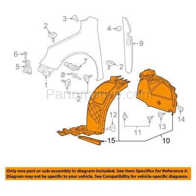 Aftermarket Replacement - LKQ-GM1249235OE 13-15 Chevy Malibu & 2016 Malibu Limited Front Inner Fender Liner Panel Plastic Right Passenger Side - Image 3