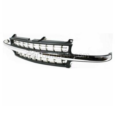 Aftermarket Replacement - LKQ-GM1200424OE 1999-2002 Chevrolet Silverado 1500/2500 & 2000-2006 Suburban & Tahoe Front Grille Assembly Dark Gray with Chrome Center Bar Plastic - Image 2